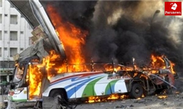 انفجار بمب ساعتی در اتوبوس پاکستانی