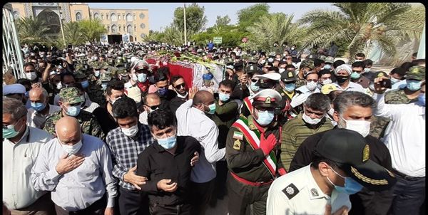  پیکر مطهر ضرغام پرست شهید مدافع مردم در بندرماهشهر تشییع شد+عکس 