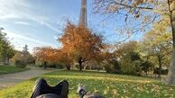 استراحت امیر نوری و دوستش روی چمن های پارک + عکس