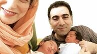 دوقلوهای بامزه خانم بازیگر + عکس
