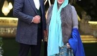 عکسی زیبا از بهاره رهنما در کنار همسرش با لباس زنانه جذاب و خوشرنگ