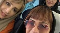 سلفی سیما تیرانداز با دوستان بازیگرش در هواپیما + عکس