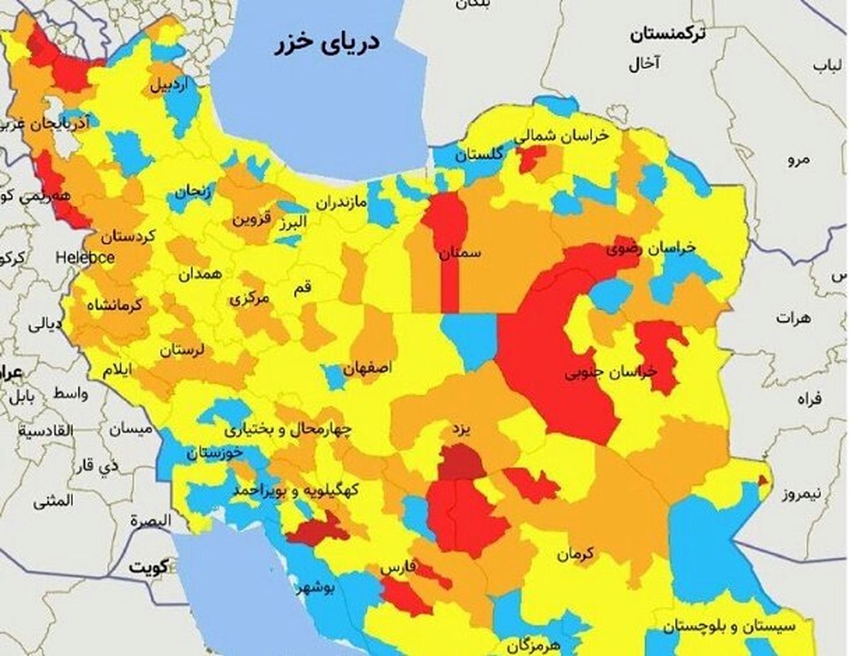 شهرهای قرمز کرونایی کاهش یافت / تهران همچنان زرد است