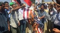 پرچم آمریکا در سوریه به آتش کشیده شد