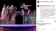 پرش بهاره افشاری با دو عروسک غول‌پیکر