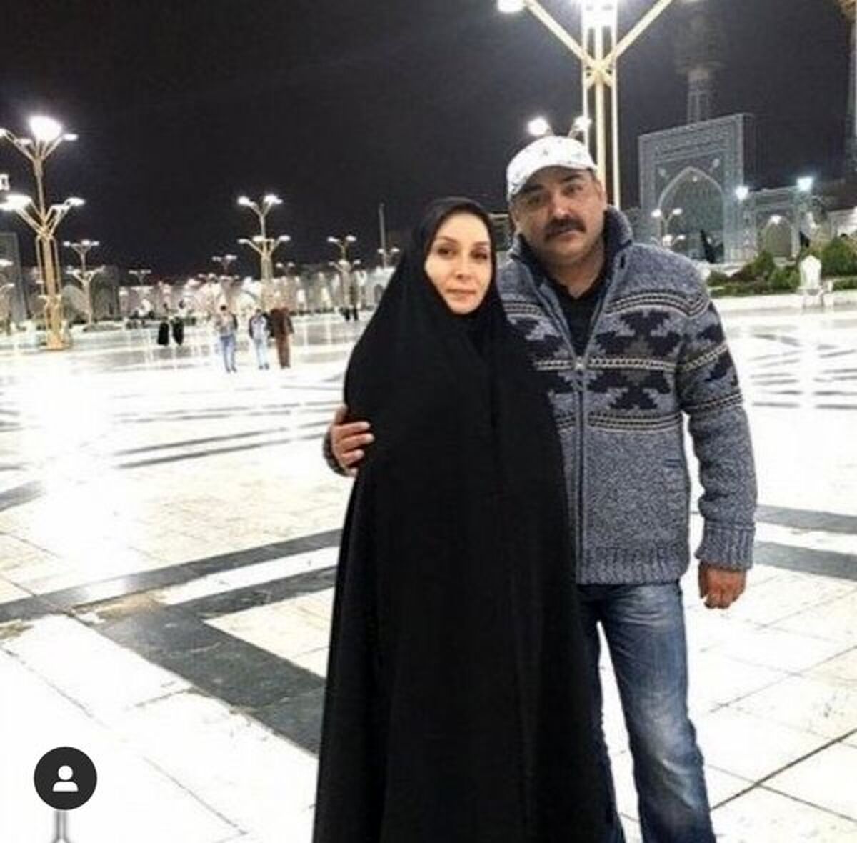 زوج بازیگر مشهور در حرم امام رضا(ع) + عکس