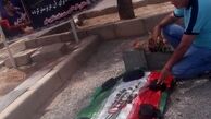 همسر سابق الهام چرخنده بر سر مزار خواننده مشهور + عکس
