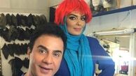 عمو پورنگ و خانم بازیگر با موهای قرمز+عکس