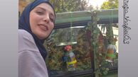 نشستن‌ خانم بازیگر در پشت وانت + عکس