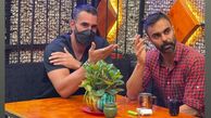 سیگار کشیدن مهدی ماهانی در یک کافه با دوستش + عکس