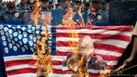 پرچم آمریکا و تصویر «ترامپ» در فیلیپین هم به آتش‌ کشیده شد