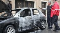 پژو ۲۰۶ در بلوار آیت الله کاشانی به دلیل نامعلم در آتش سوخت + تصاویر 