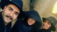پوریا پورسرخ با لباس عزا در کنار خانم های بازیگر + عکس
