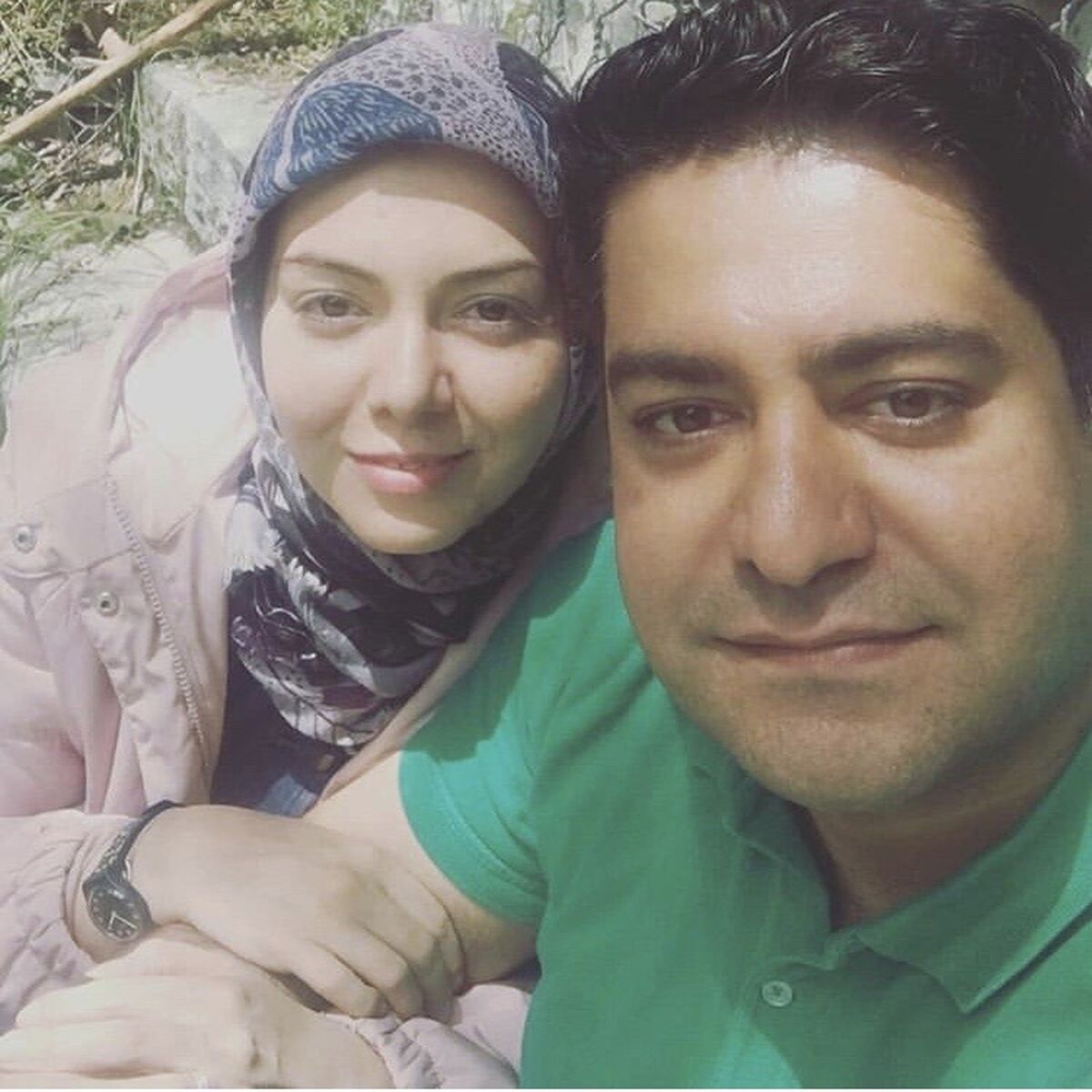 آزاده نامداری در آغوش‌همسرش + عکس