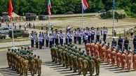 اهتزاز پرچم ایران در محل برگزاری مسابقات نظامی روسیه + عکس